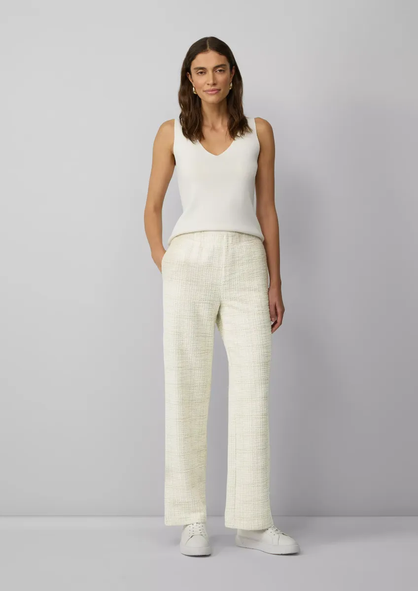 Bouclé-Hose mit Wide Leg und Elastikbund