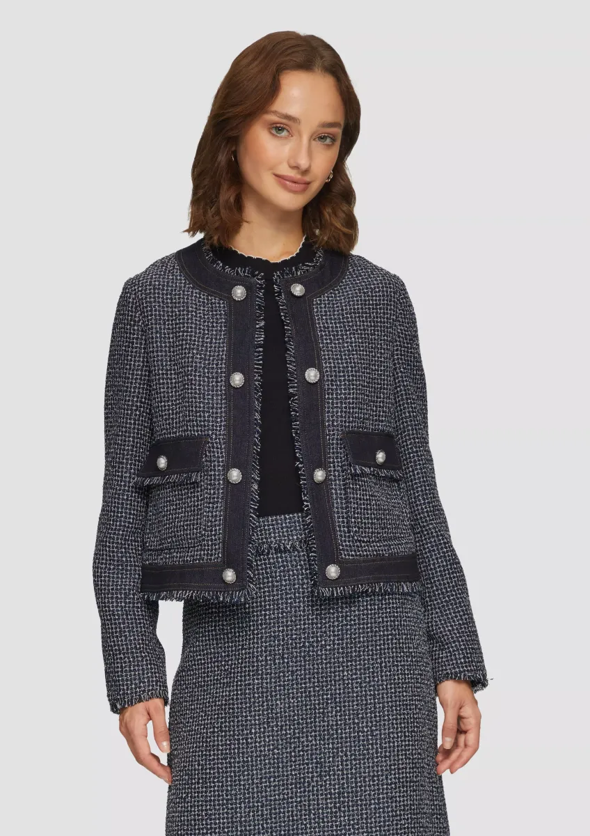 Boucléjacke in Denim-Optik