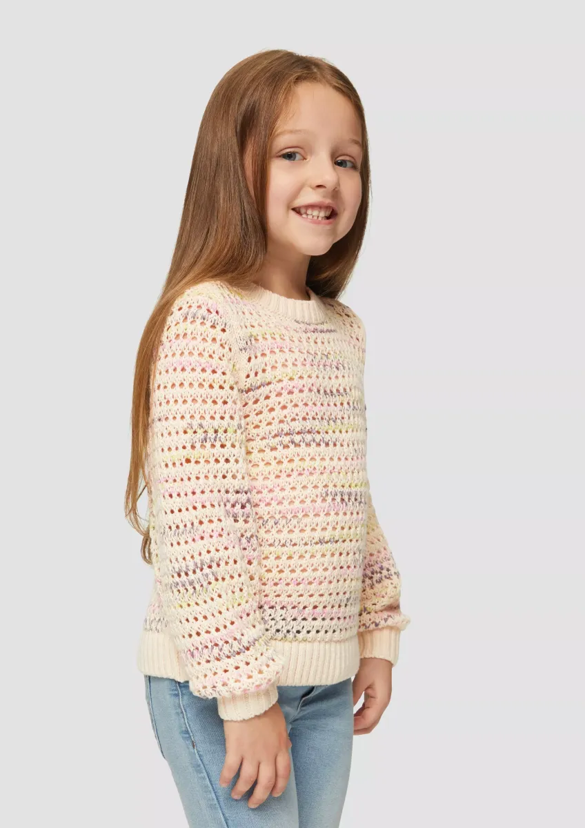 Boxy-Lochstrickpullover aus Baumwolle mit Rippbündchen