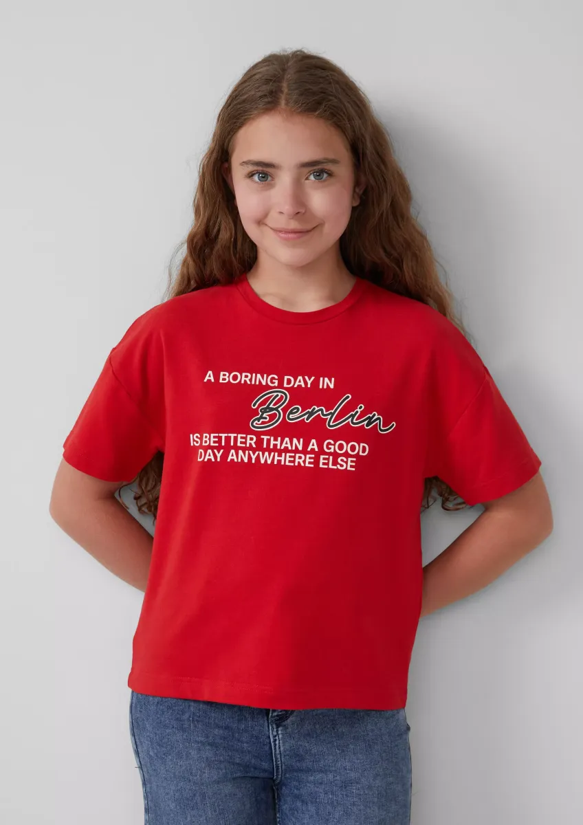 Boxy-T-Shirt aus Sweatware mit Print