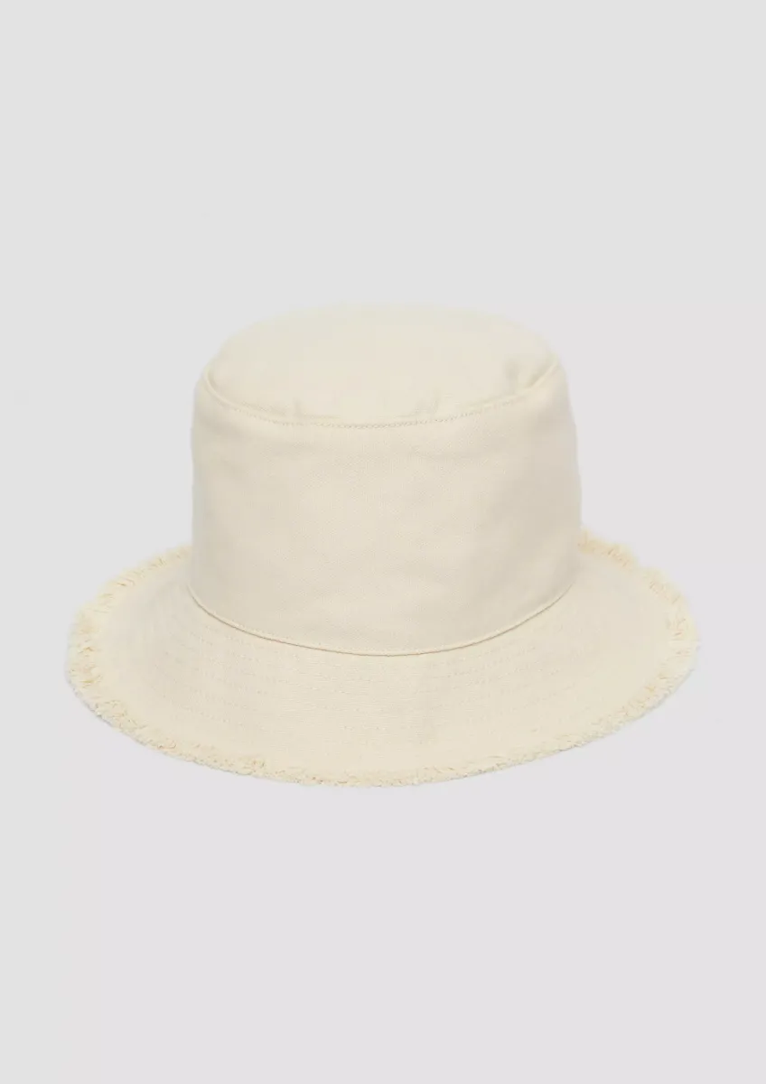 Bucket-Hat aus Canvas mit Fransen