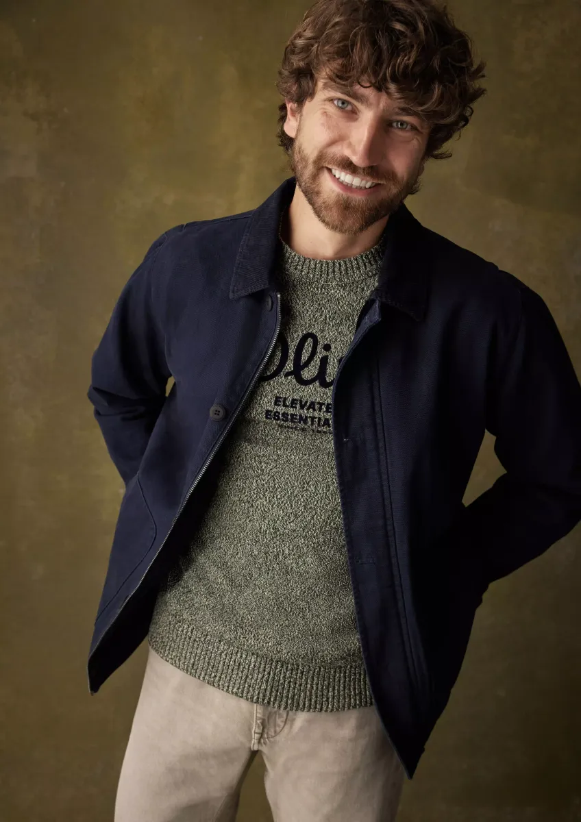 Canvas-Jacke mit Cordkragen