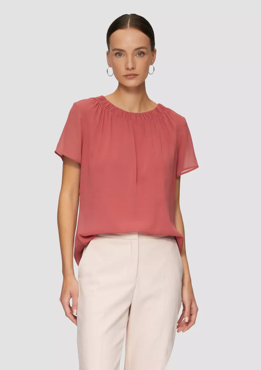Chiffonbluse mit Falten am Ausschnitt
