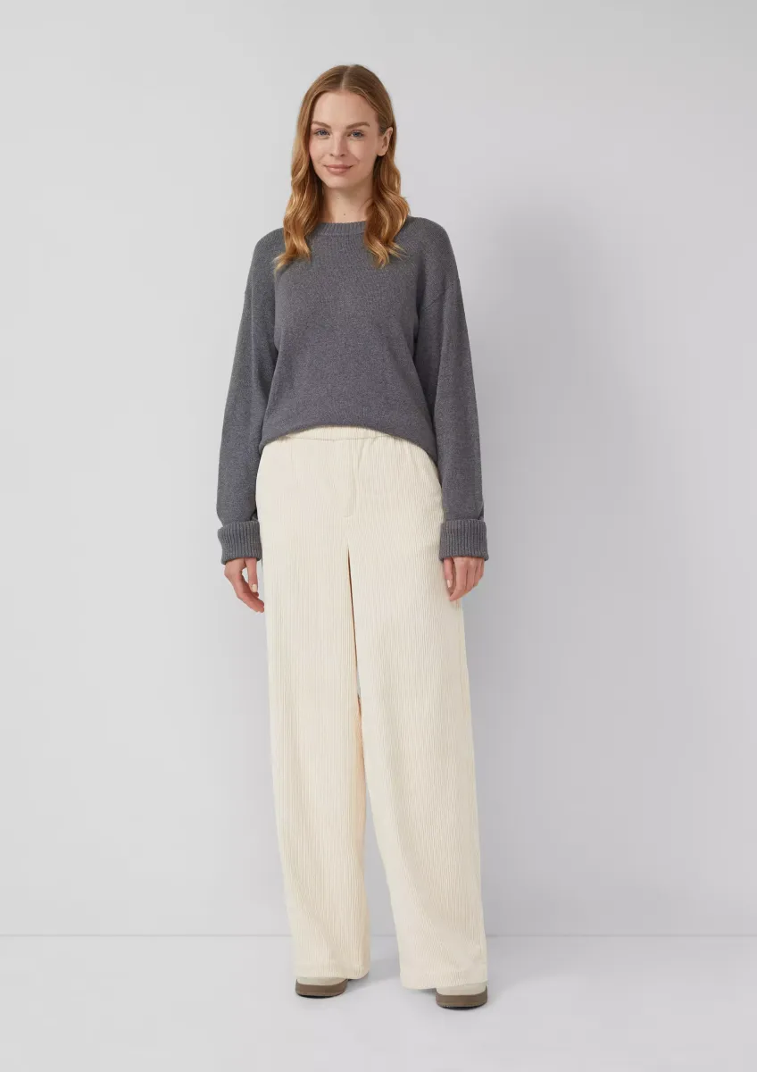 Cordhose mit Elastikbund und Wide Leg