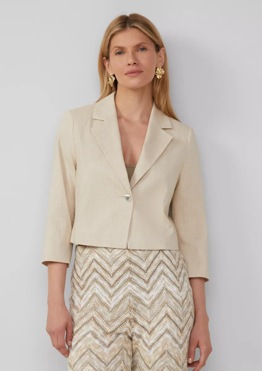 Cropped Blazer aus Leinenmix