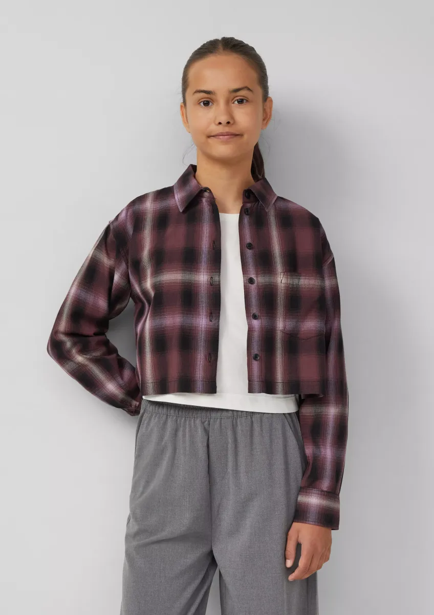 Cropped Hemdbluse mit Karo-Muster