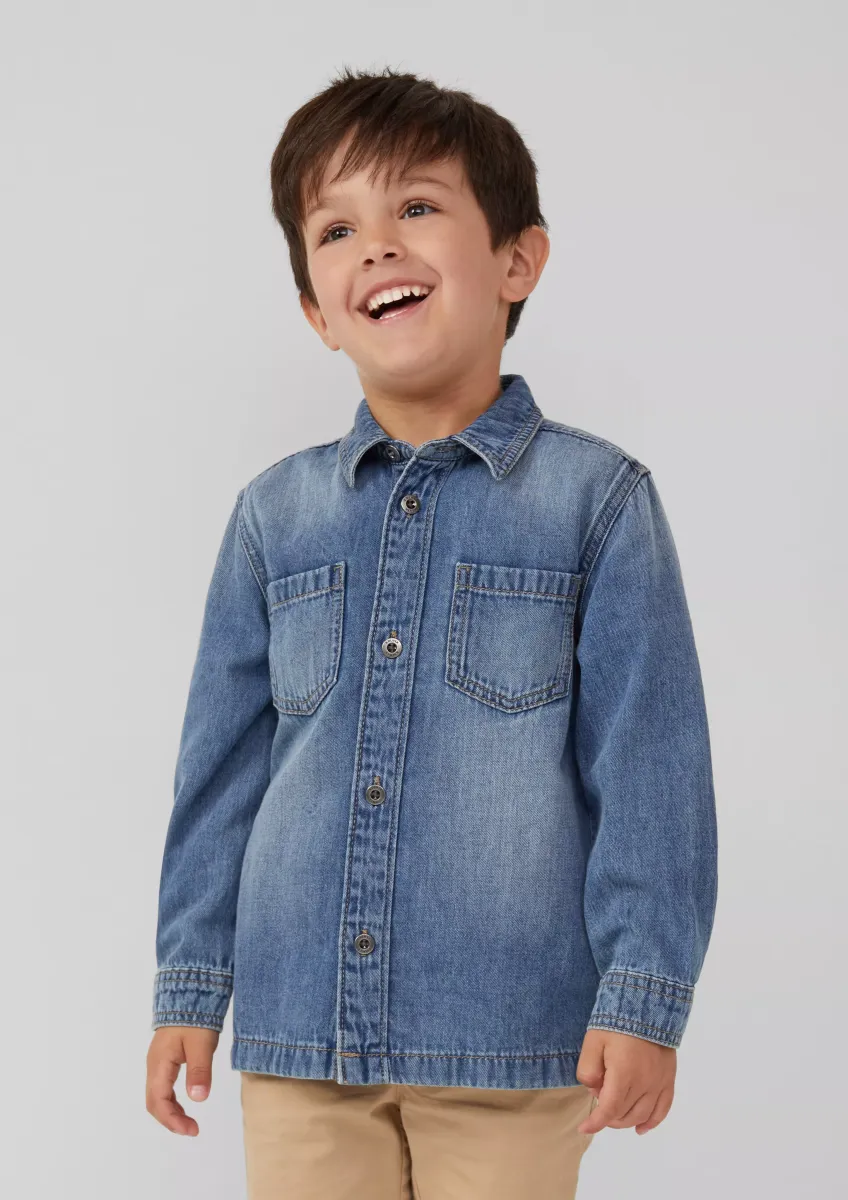 Denim-Hemd im Used-Look