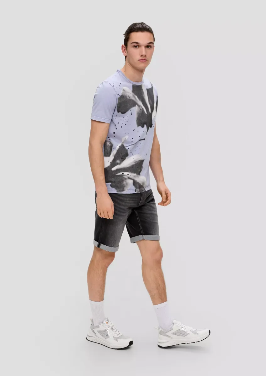 Denim-Shorts mit fixiertem Umschlag