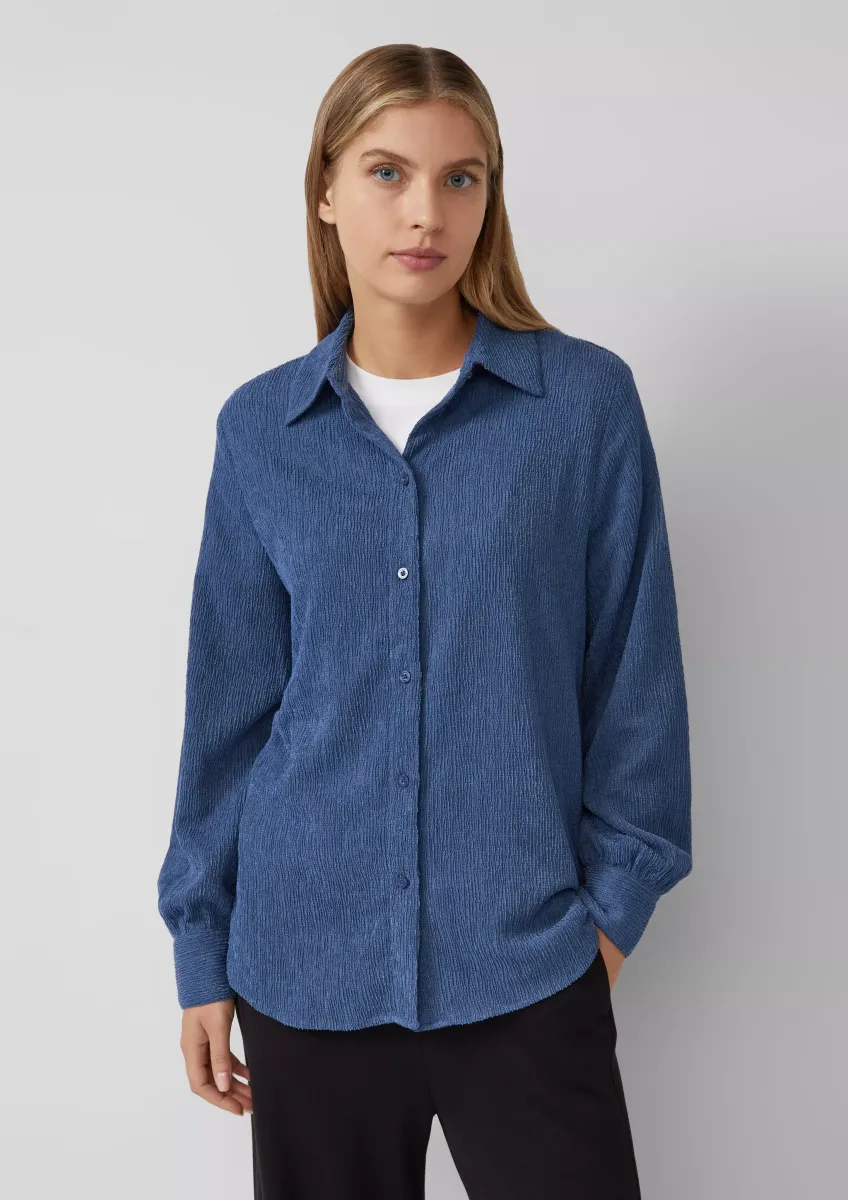 Elastisch Strukturbluse mit Raffung am Rücken