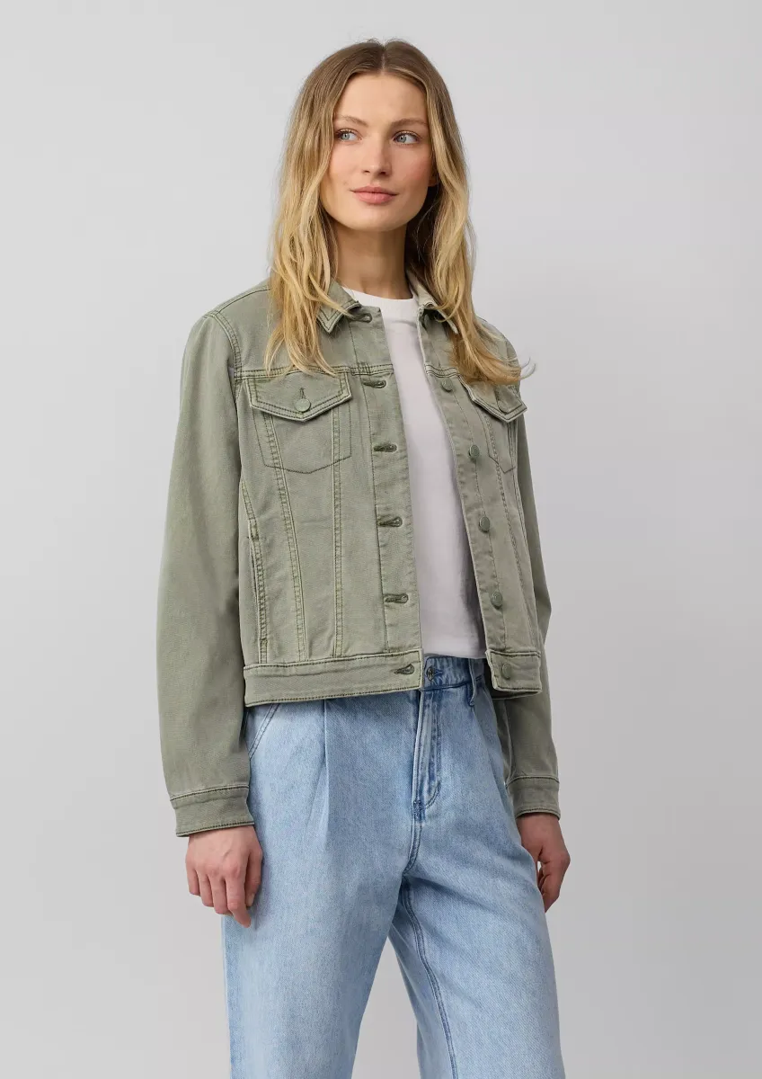 Elastische Jeansjacke mit seitlichen Eingrifftaschen