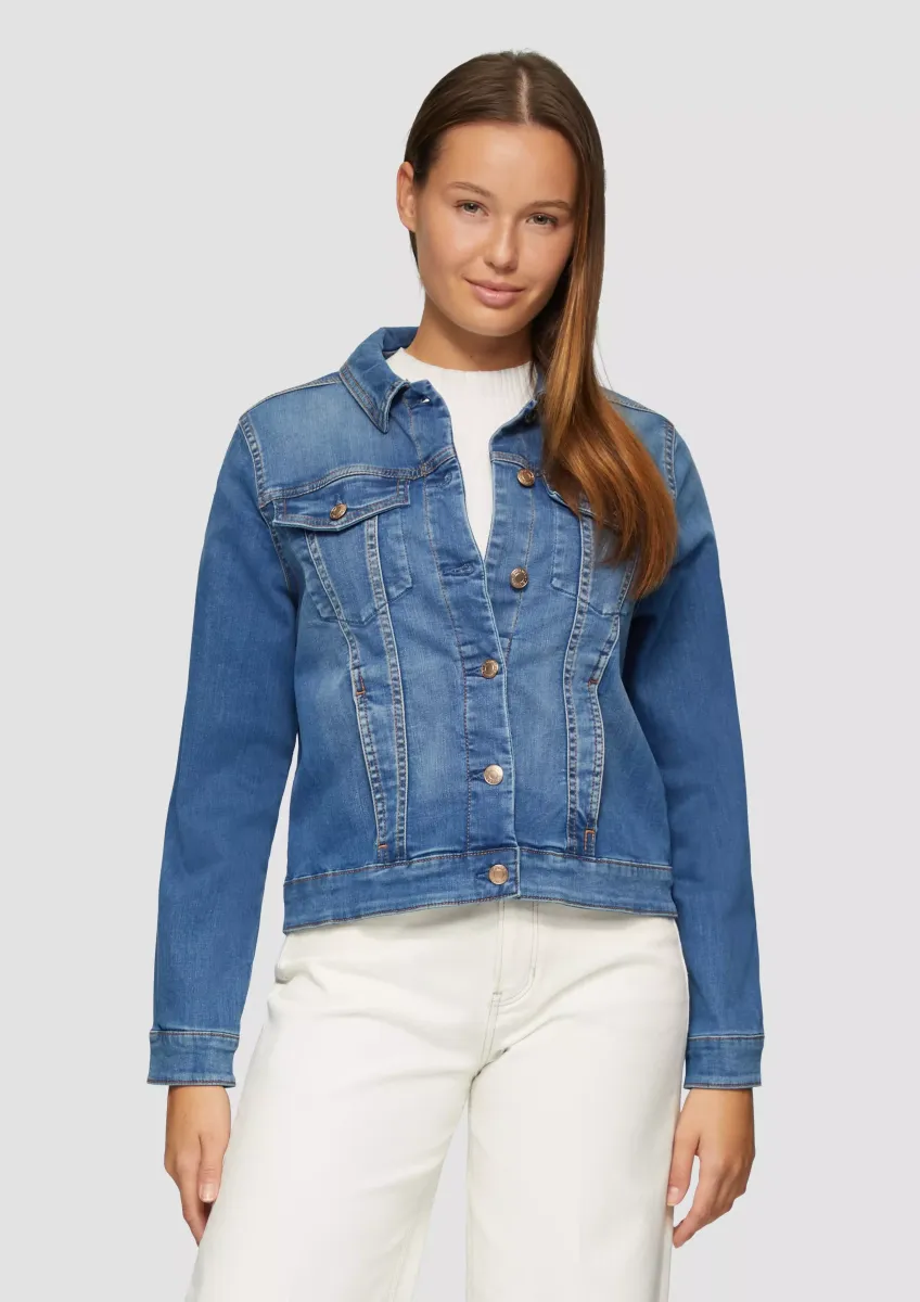 Elastische Jeansjacke mit Ziernähten