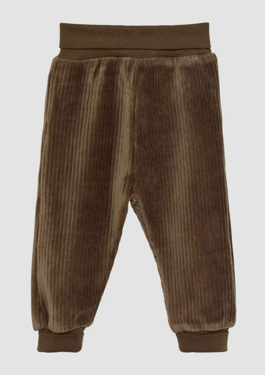 Elastische Jogpants in Cordoptik mit Umschlagbund