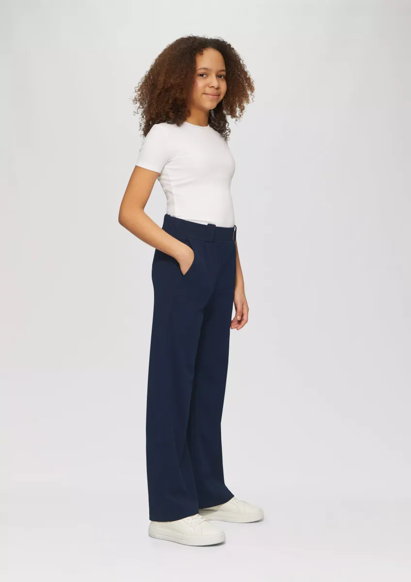 Elastische Wide-Leg-Hose mit Crêpe-Struktur und hohem Bund