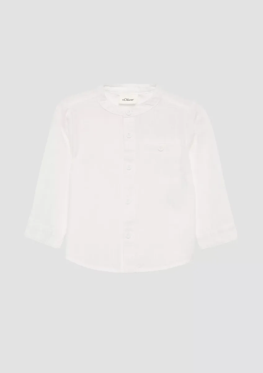 Fein gestreiftes Baumwollhemd in Leinen-Optik