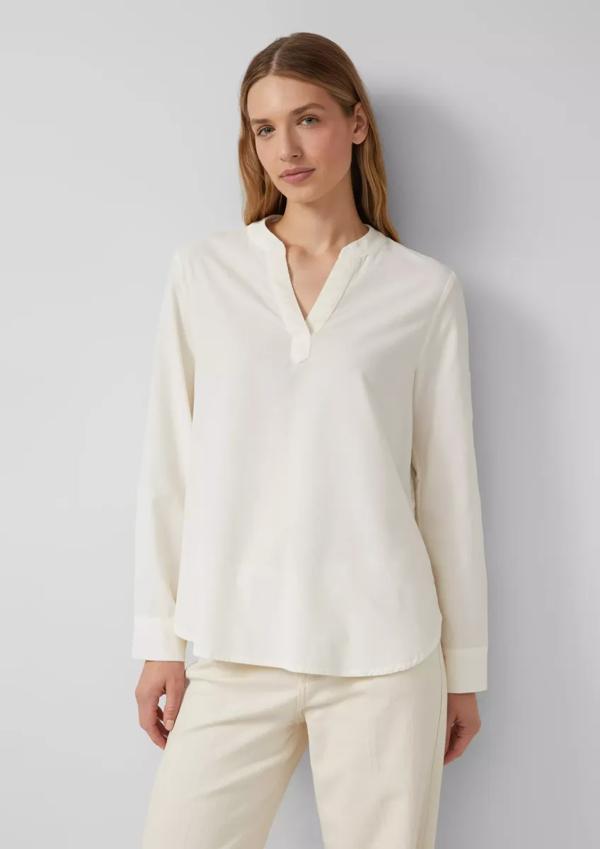 Feincord-Bluse mit Turn-up und Raffung am Rücken