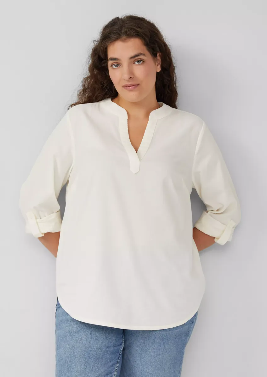 Feincord-Tunikabluse mit Raffung am Rücken