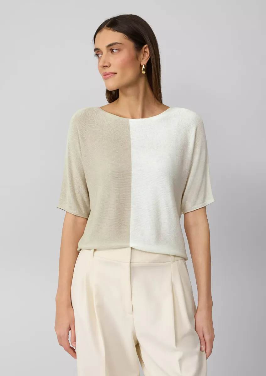 Feiner Strickshirt in Colour-Blocking-Optik