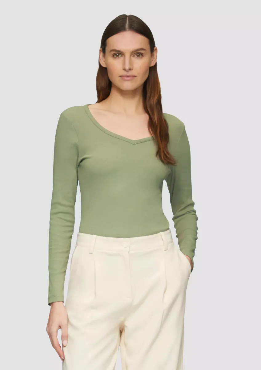 Feines Jersey-Longsleeve mit Rippstruktur