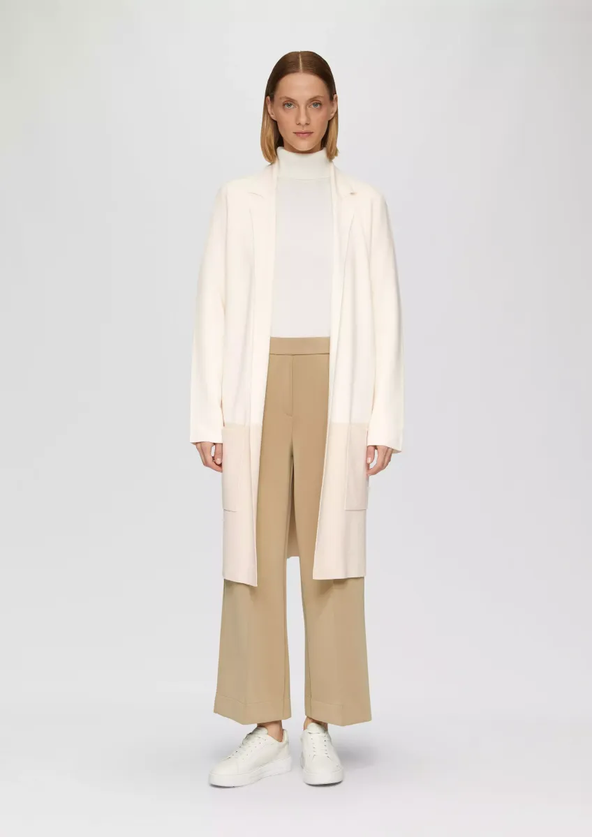Feinstrick-Cardigan mit Reverskragen und Colour-Blocking