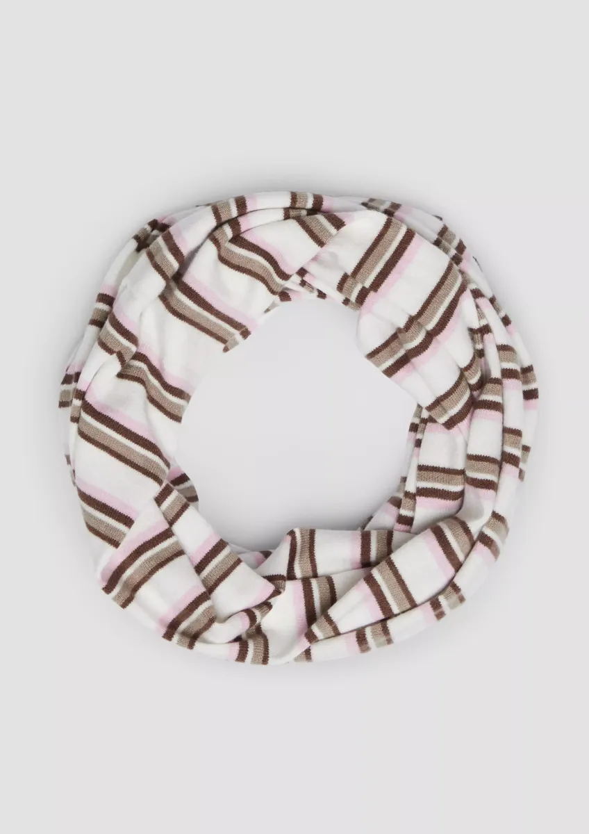 Feinstrick Loop-Schal mit Streifenmuster