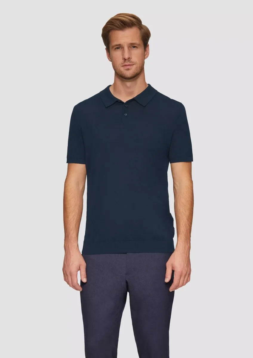 Feinstrick-Poloshirt aus Baumwoll-Seide-Mix
