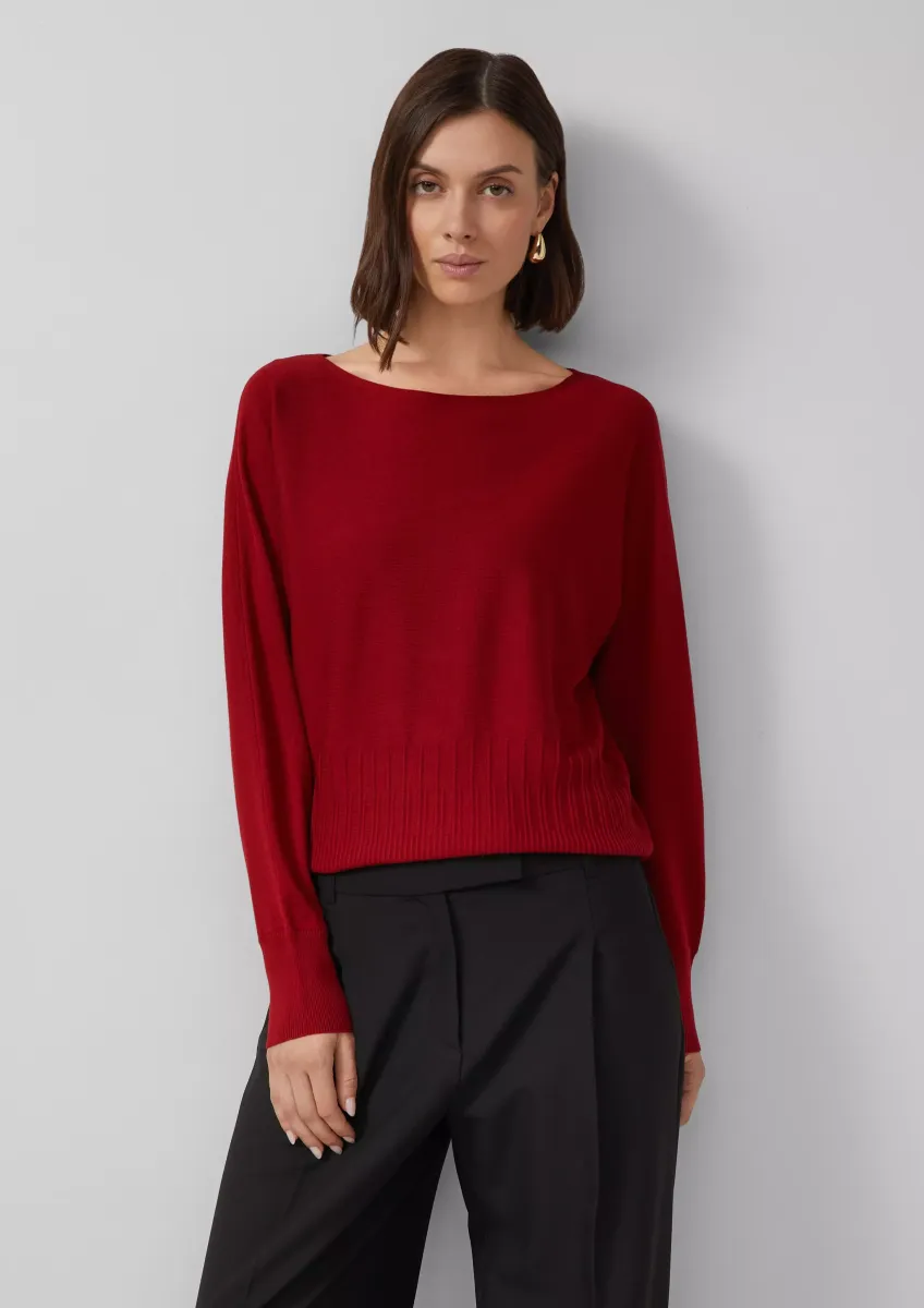 Feinstrick-Pullover mit Strukturmuster am Saum