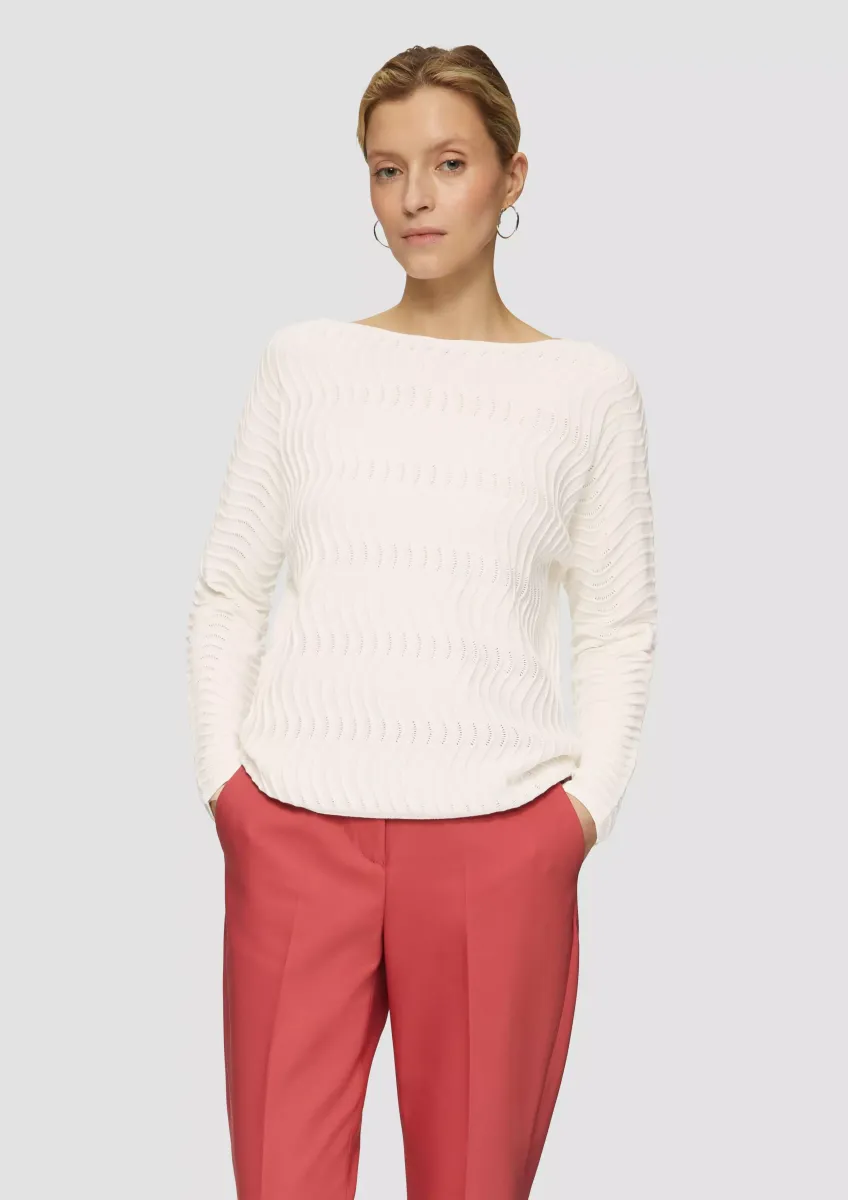 Feinstrickpullover mit Wellenstruktur
