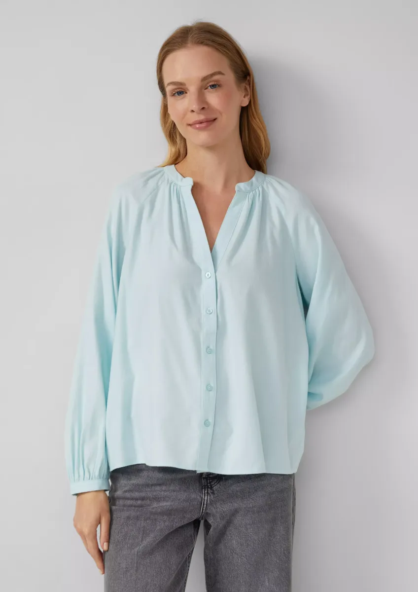 Flanell-Bluse im Relaxed Fit mit Raffung