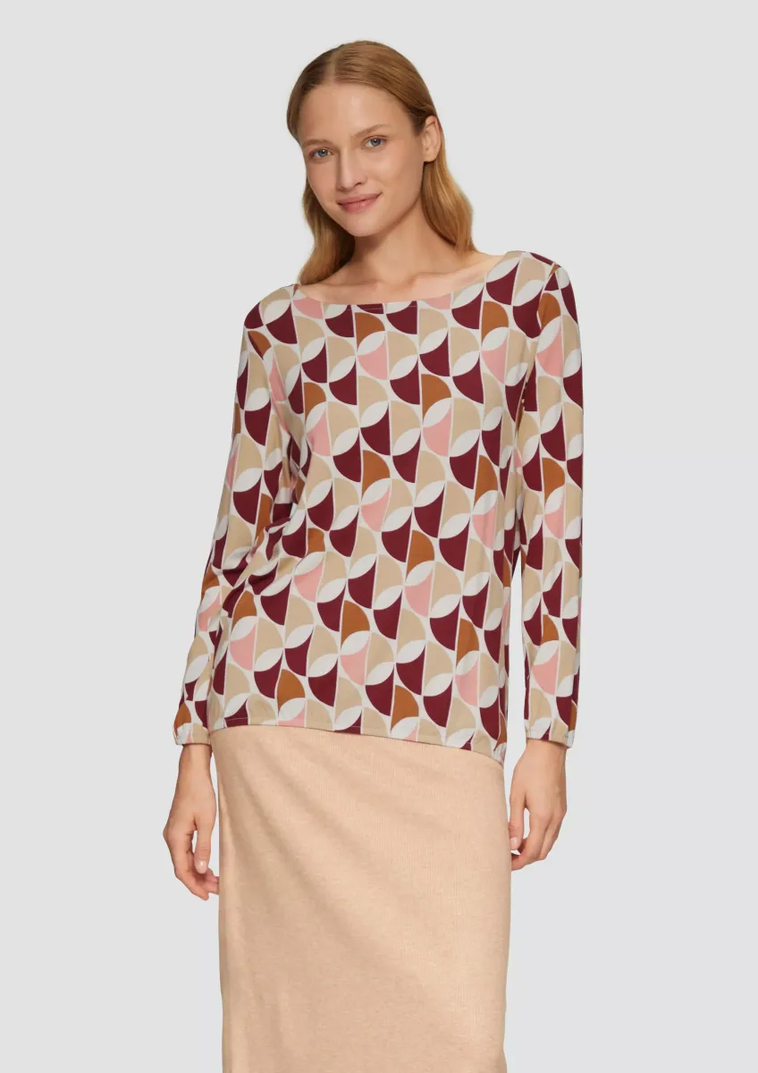 Fließendes Blusenshirt mit U-Boot-Ausschnitt