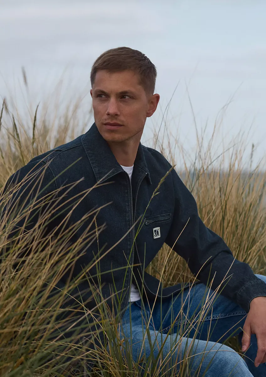 Gefüttertes Denim-Overshirt mit Eingrifftaschen