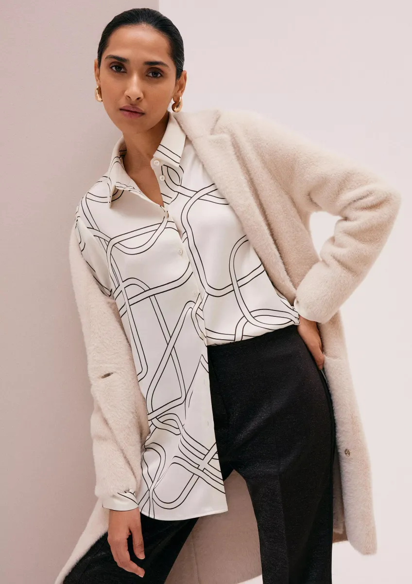 Gemusterte Longbluse aus Satin