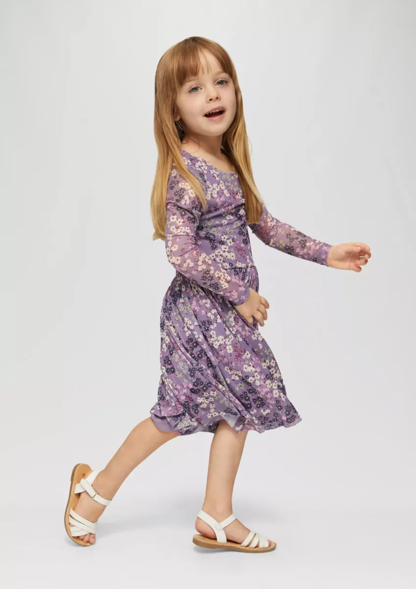 Gemustertes Kleid aus unterlegtem Mesh