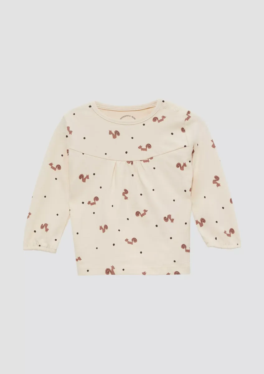 Gemustertes Langarmshirt mit Raffung