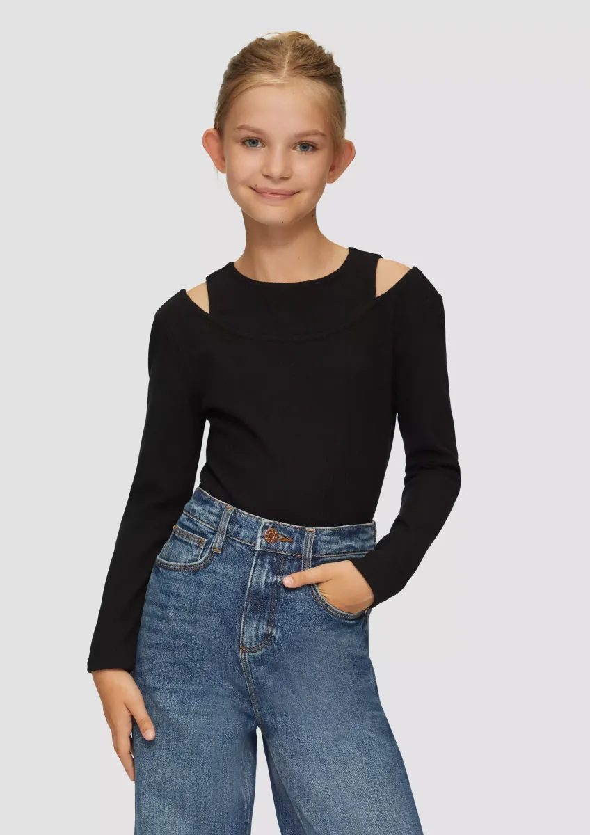 Geripptes Longsleeve im 2in1-Look