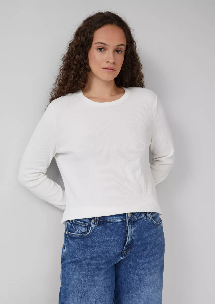 Geripptes Longsleeve im Slim Fit