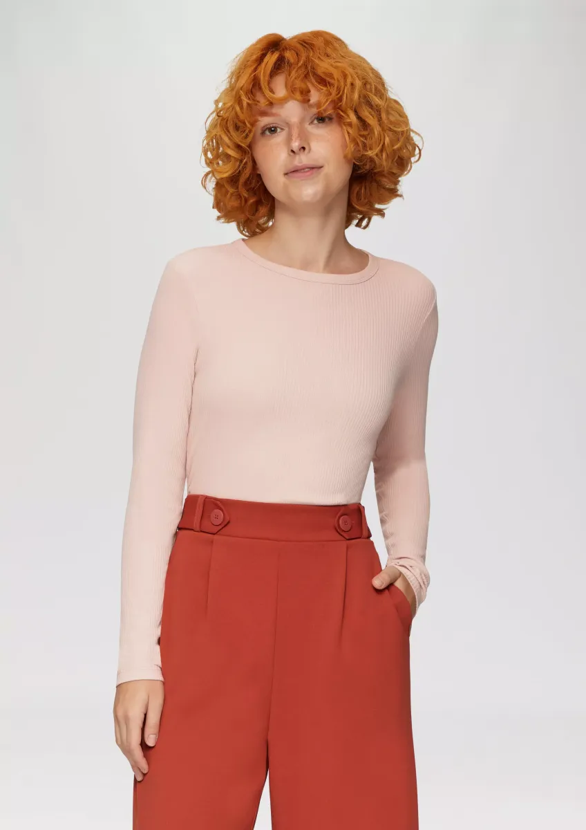 Geripptes Longsleeve im Slim Fit