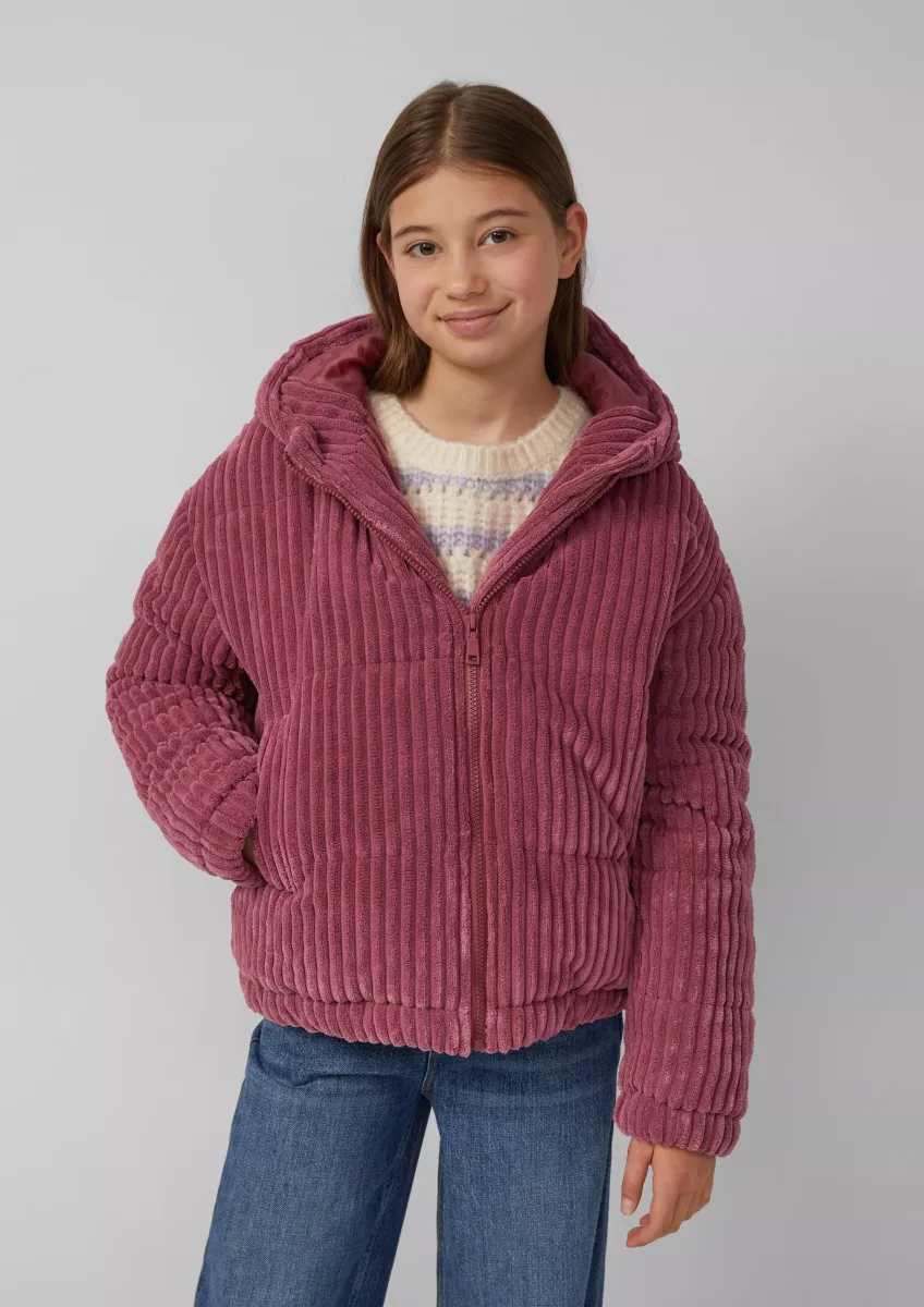 Gesteppte Cord-Jacke mit Kapuze