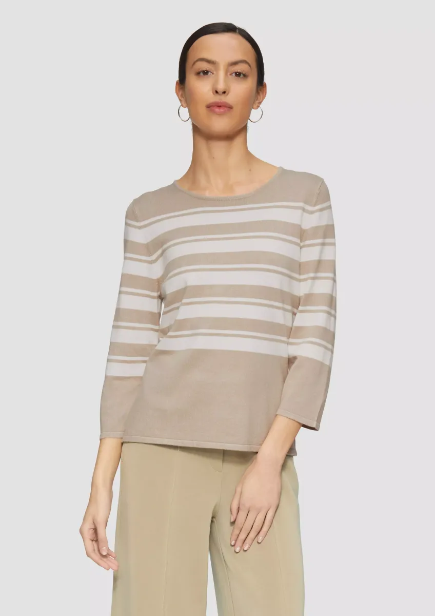 Gestreifter Strickpullover aus Viskosemix