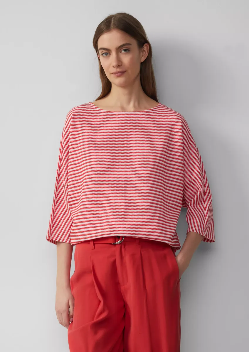 Gestreiftes T-Shirt im Relaxed Fit mit 3/4-Ärmeln