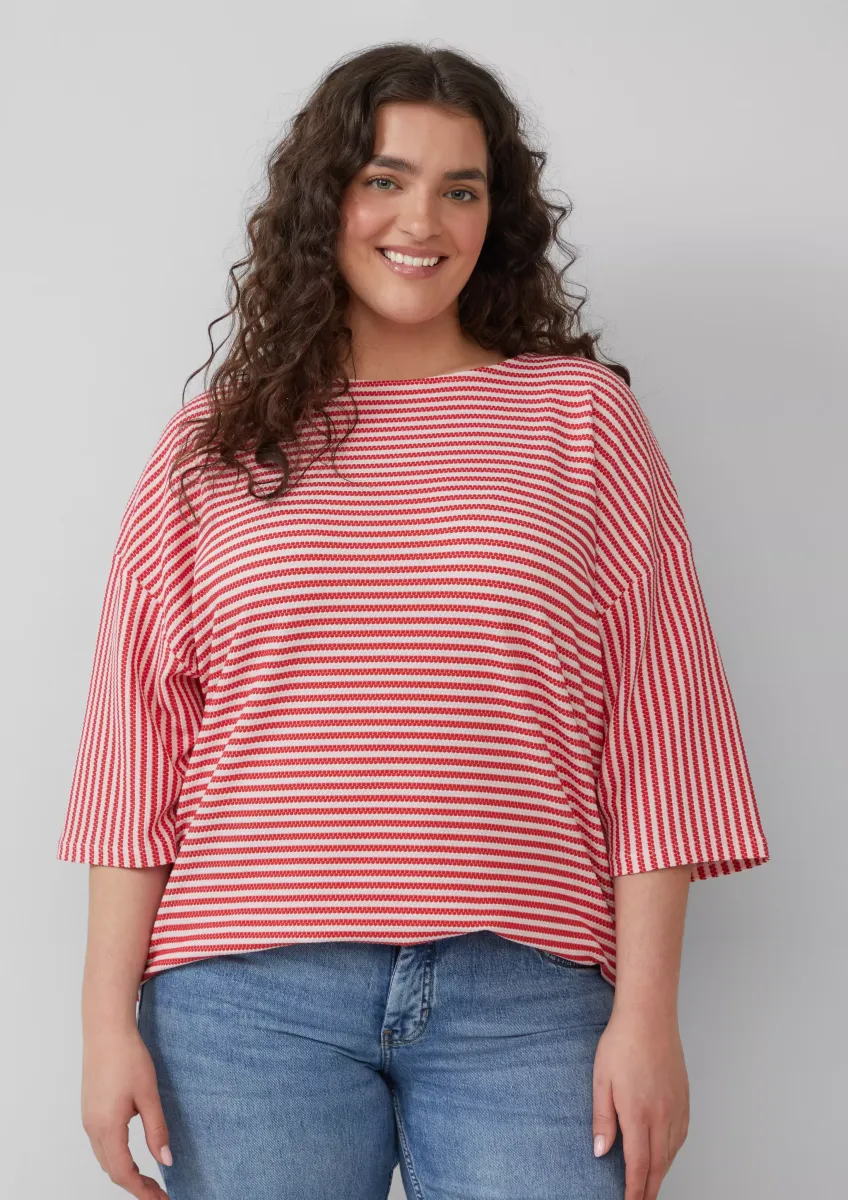 Gestreiftes T-Shirt im Relaxed Fit mit 3/4-Ärmeln