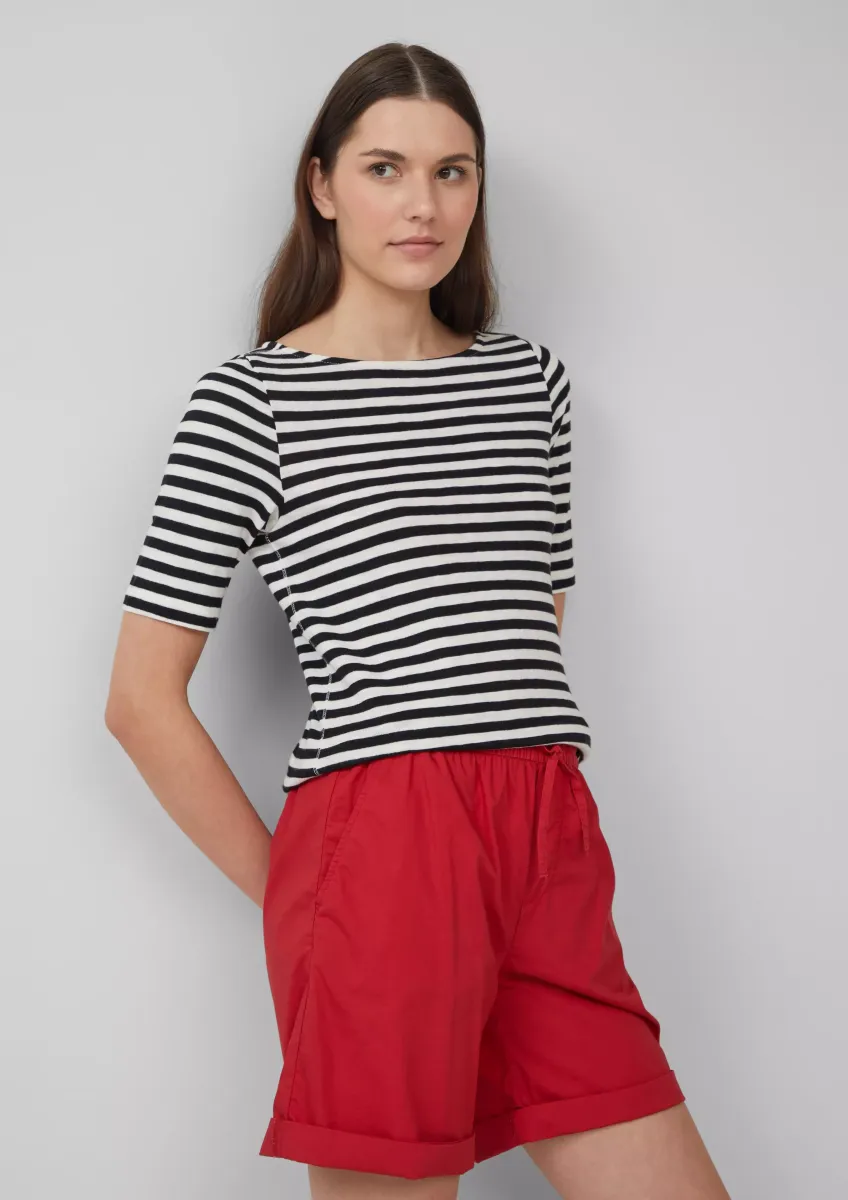 Gestreiftes T-Shirt im Slim Fit mit Flammgarnstruktur