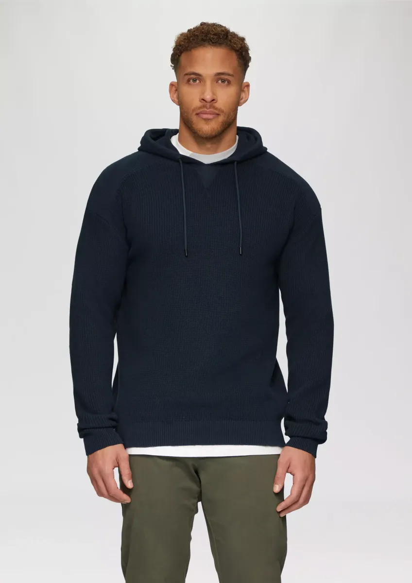 Gestrickter Relaxed-Fit-Hoodie im Fabricmix