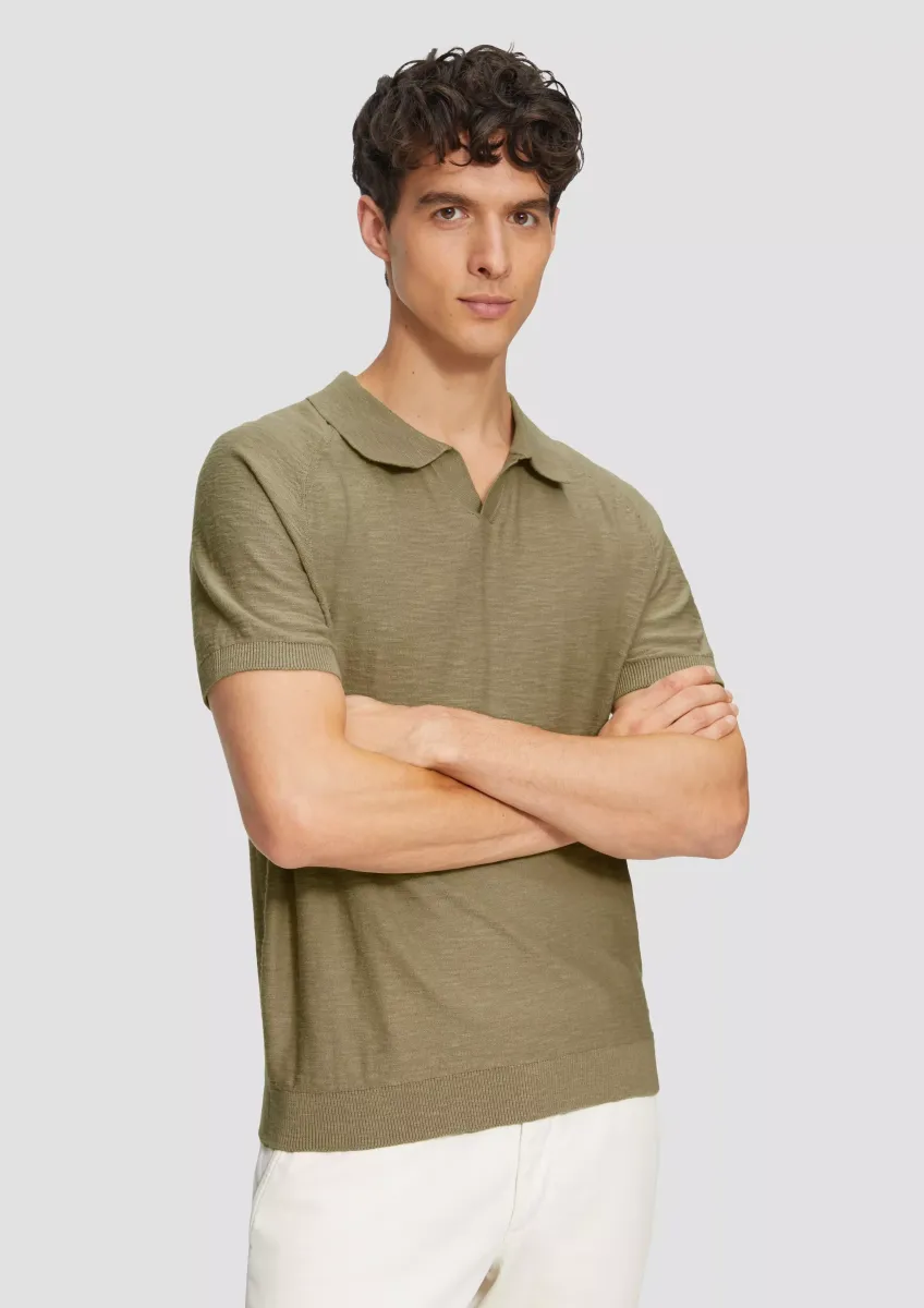 Gestricktes Poloshirt mit Flammgarnstruktur