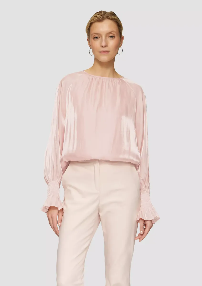Glänzende Viskose-Bluse mit Volantärmeln