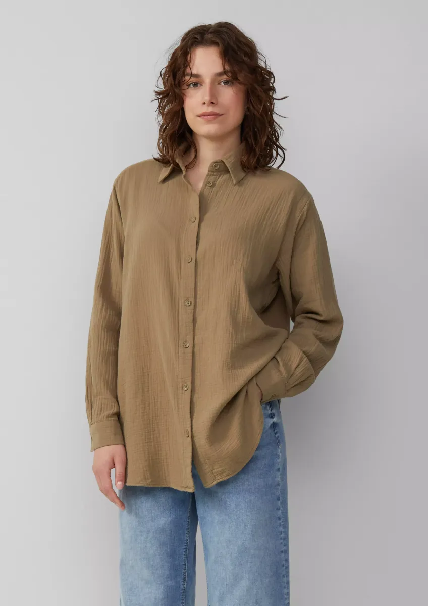 Hemdbluse aus Musselin im Oversize-Schnitt