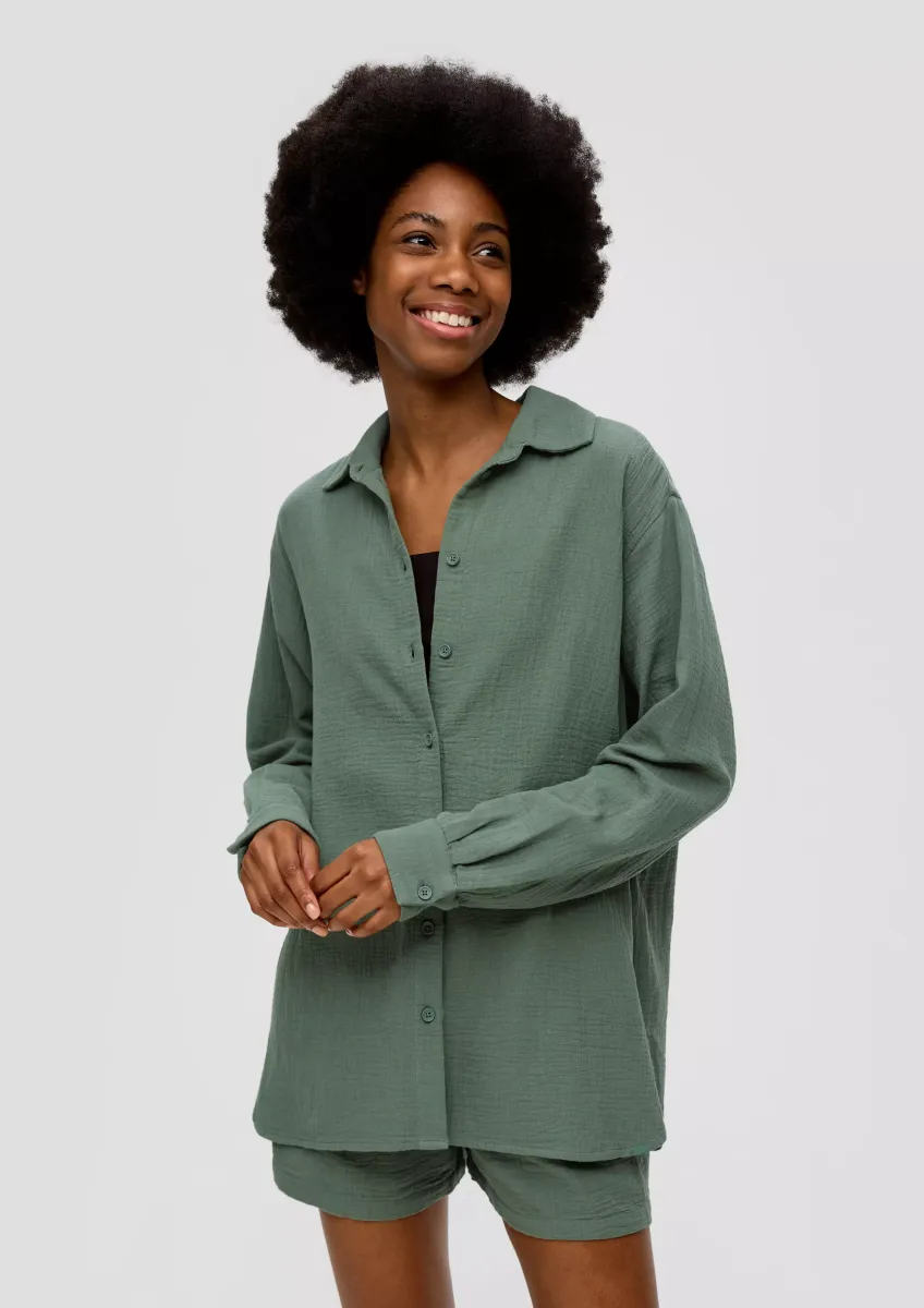 Hemdbluse aus Musselin im Oversized-Schnitt