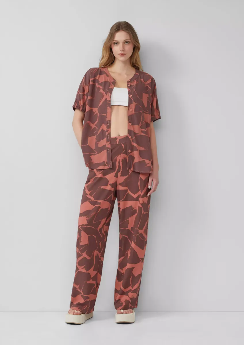 High-Rise-Hose mit Print aus Viskose