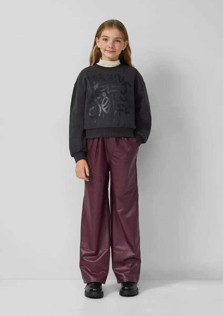 Hose in Lederoptik mit weitem Bein und Elastikbund / soft & warm inside