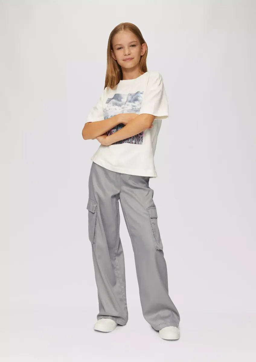 Hose / Regular Fit / High Rise / Wide Leg / Glanzeffekt