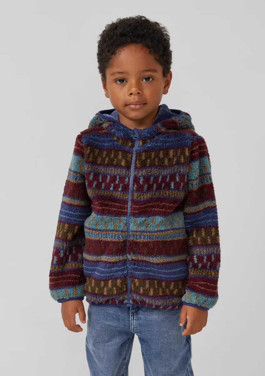 Jacke aus kuscheligem Teddy-Plüsch mit Kapuze